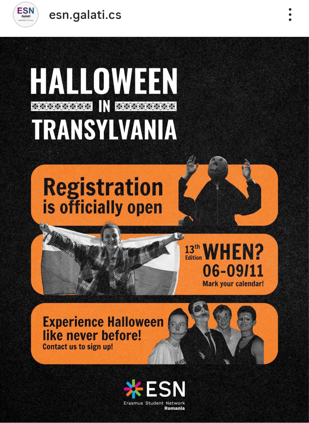 Studenți Erasmus la evenimentul de Halloween în Transilvania